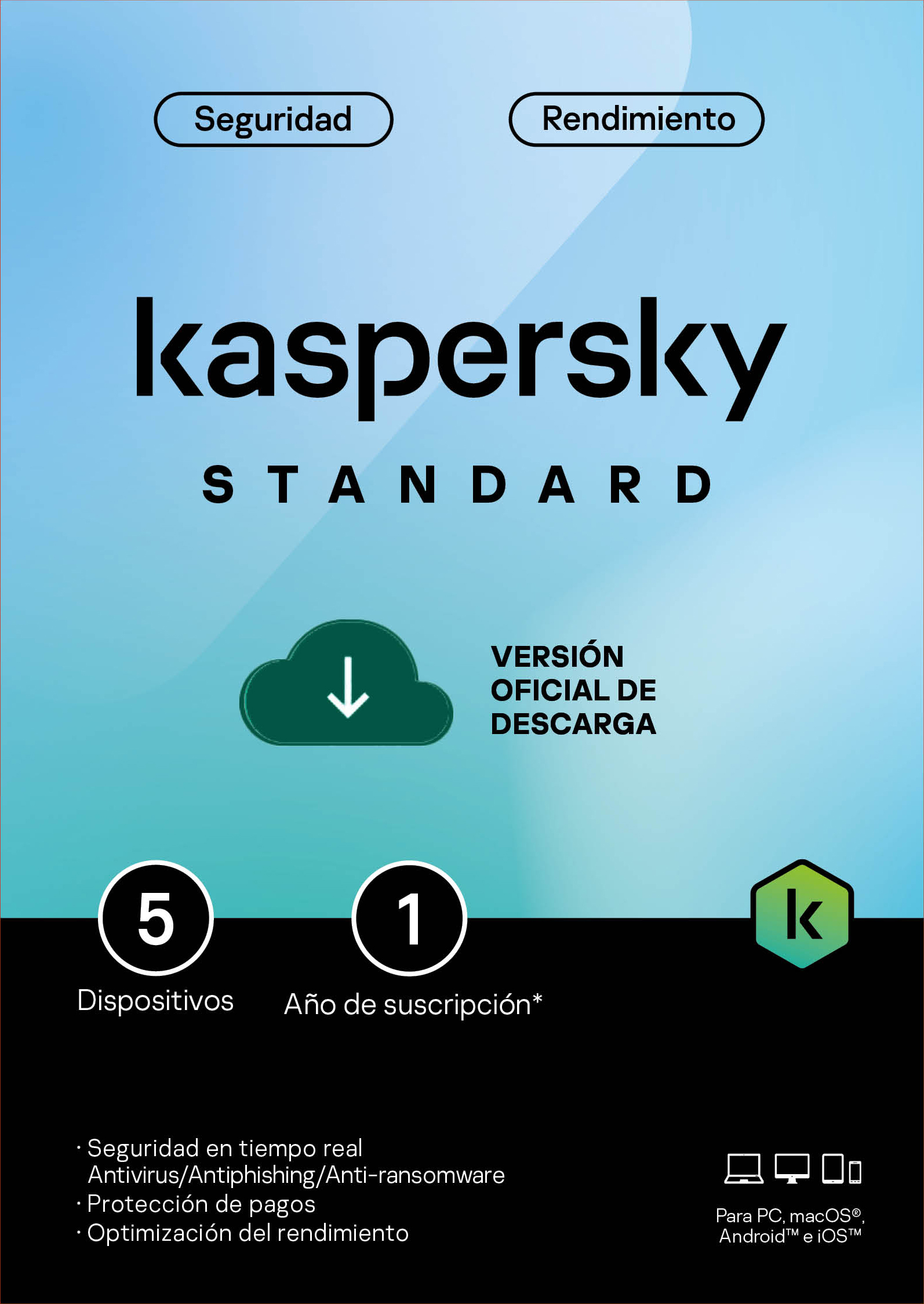 Licencia Kaspersky Standard 5 dispositivos por 1 año